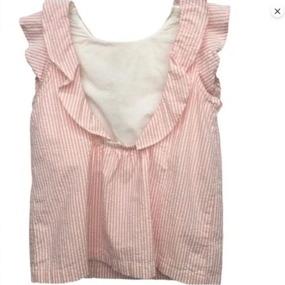 Crewcuts Striped Flutter Sleeve Low Back Seersucker Top Size 10 - Picture 6 of 6